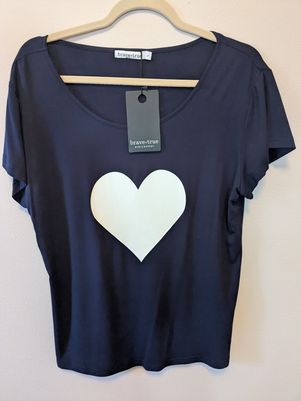 Brave + True Navy Short Sleeve Heart Tee